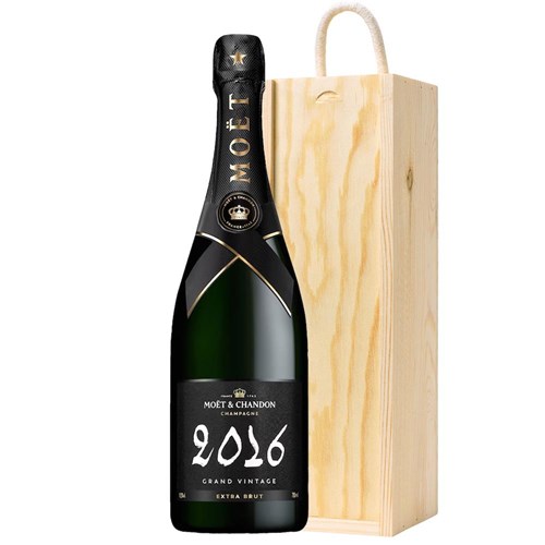 Moet & Chandon Grand Vintage 2016 Extra Brut Champagne 75cl In Pine Wooden Gift Box